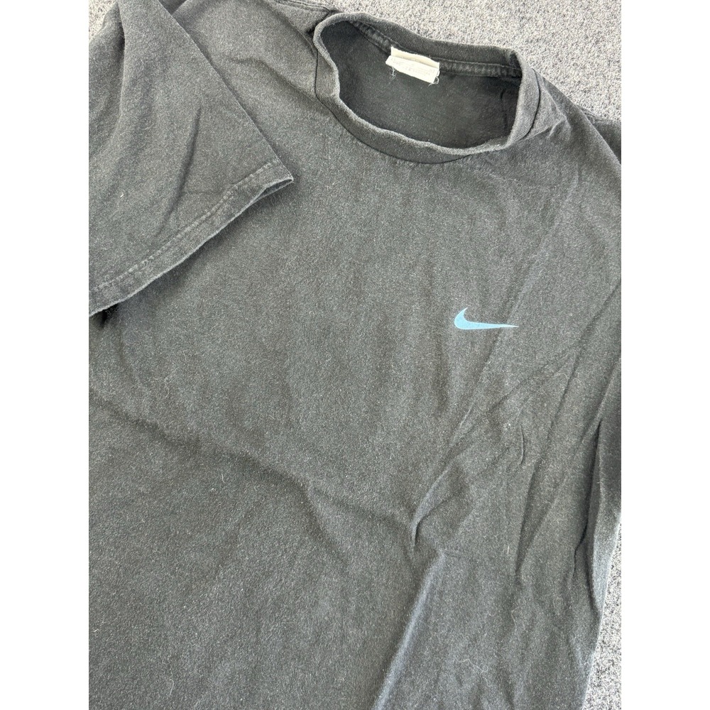 Vintage Nike Double Sided Swoosh T Shirt Black L 22x28